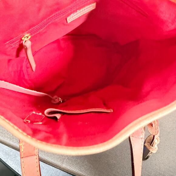 Dooney & Bourke North South Blue Denim Signature Cream DB Logo Bucket Bag Purse - Picture 7 of 15